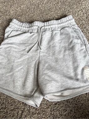 Puma Light Gray High-Rise Drawstring Athletic Shorts